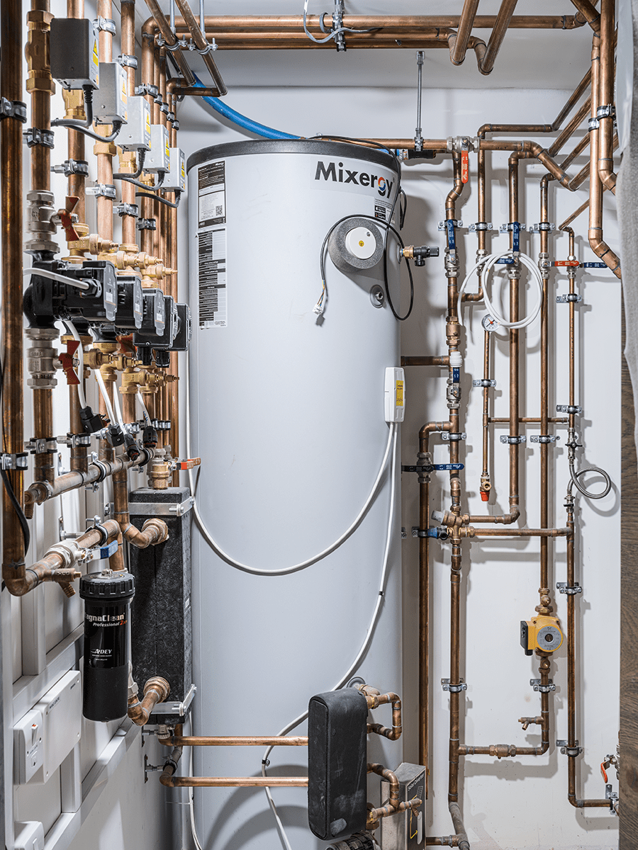 Hot water will be supplied by a Mixergy tank.
